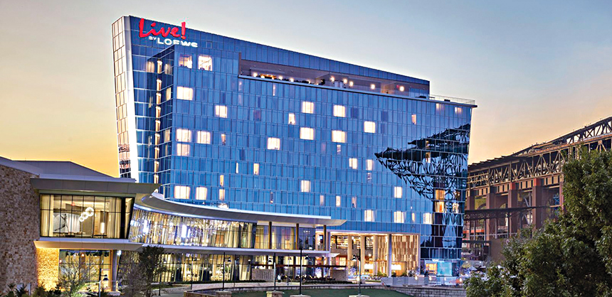 The new Arlington Convention Center and new Loews Arlington hotel, connected via a skybridge to Live! by Loews Arlington, will offer combined 1,188 guest rooms and 251,000 sf of indoor/outdoor space. Courtesy Photo