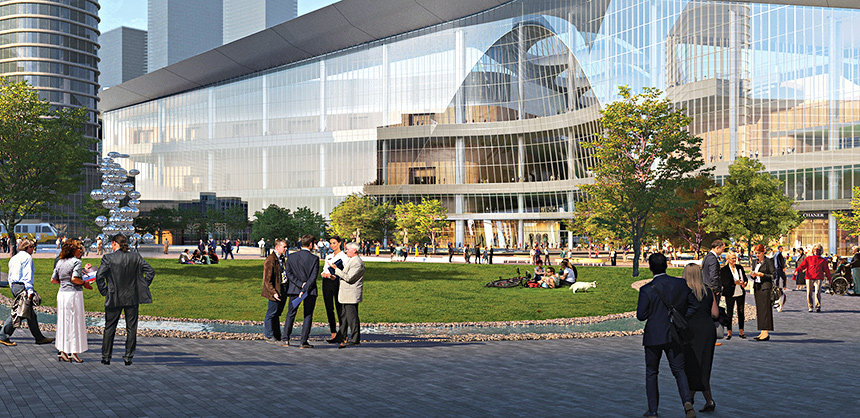 In 2024, Dallas will break ground on a new $2 billion dollar convention center, pictured here in this rendering. It will have 800,000 sf of exhibit space and 400,000 sf of breakout space, including a 100,000 sf ballroom. Courtesy of Visit Dallas