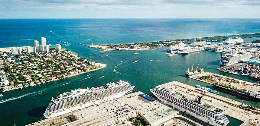 Port Everglades in Fort Lauderdale is one of the busiest cruising ports in the country. Photo by Anthony J. Rayburn / Visit Lauderdale