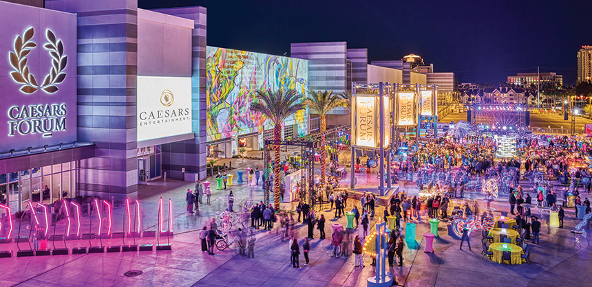 CAESARS FORUM is a great option for large events, with 550,000 sf of indoor space and 100,000 sf available outdoors in the plaza. Courtesy Photo