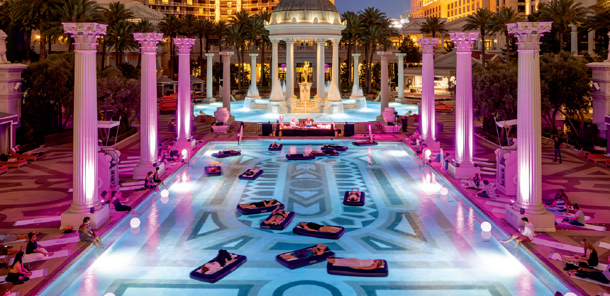 The Caesars Entertainment Wellness Summit showcased options such as this sound bath at Caesars Palace. Photo courtesy of Caesars Entertainment