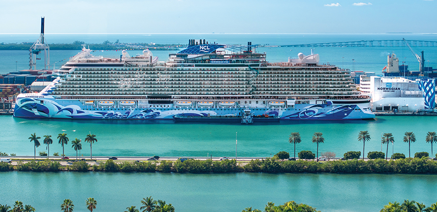 Picking a port with good airlift that is logistically practical is key. Pictured: Norwegian Viva at PortMiami, which is less than 20 minutes from the Miami International Airport. Photo courtesy of Norwegian Cruise Line 