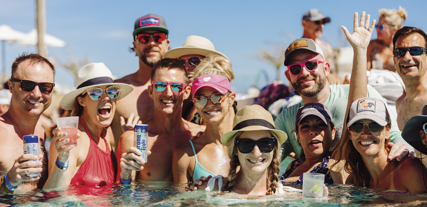 Always offer alternatives to both golf and spa for those who want to attend but don’t like either. This pool party at Hard Rock Los Cabos was a hit. Photo courtesy of Pace Group Media