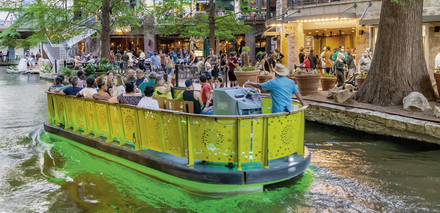 Get a unique view of San Antonio River Walk on board a Go Rio River Cruise.