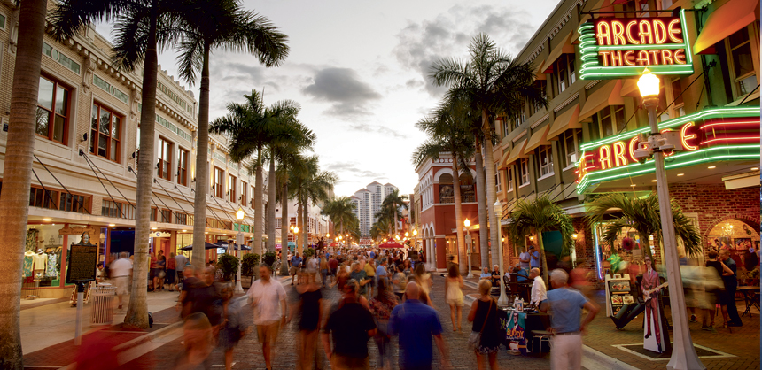 Attendees at events in Lee County can check out historical sites, visit the beach or check out the downtown area for events like Music Walk in Fort Myers, pictured.