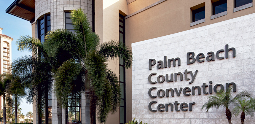 The Palm Beach Convention Center offers a 100,000 sf exhibit hall, a 22,000 sf ballroom and 21,000 sf of flexible breakout space across the street from a large shopping and restaurant district.