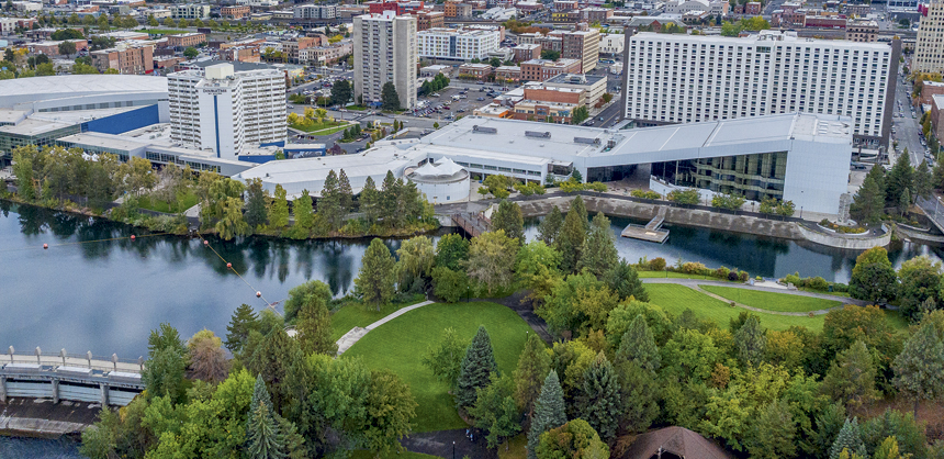The 300,000-sf Spokane Convention Center has three ballrooms, 41 meeting and breakout rooms, outdoor areas and a performing arts center.