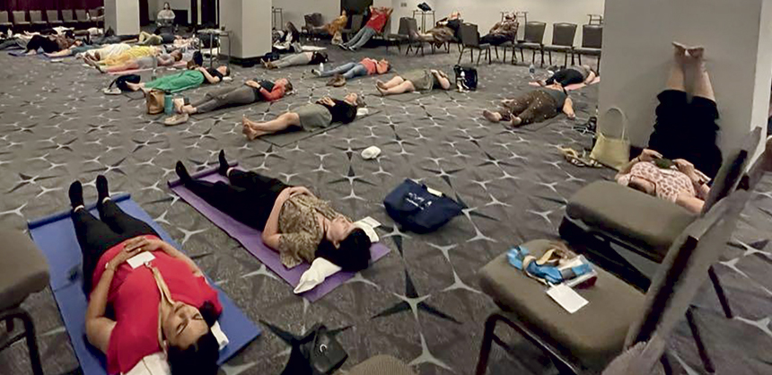 The National Conference On Ending Homelessness last summer held a yoga meditation session.