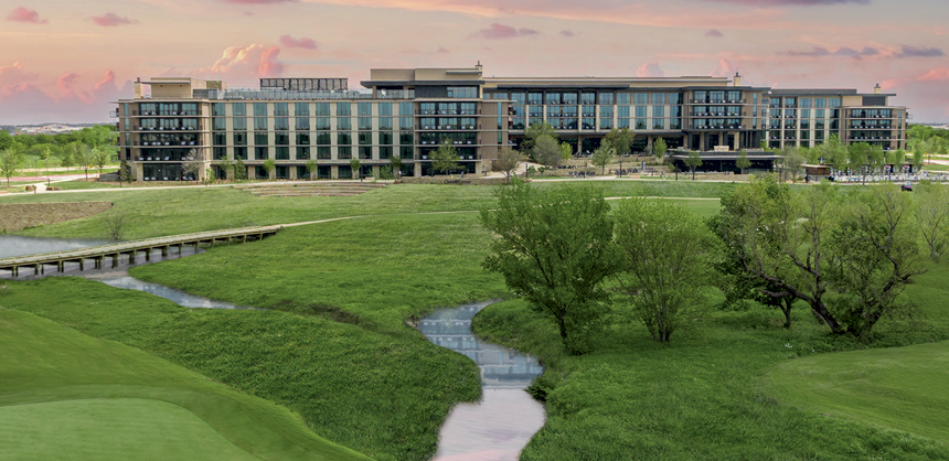 The Omni PGA Frisco Resort & Spa boasts an 18-hole golf course and 127,000 sf of meeting and event space.