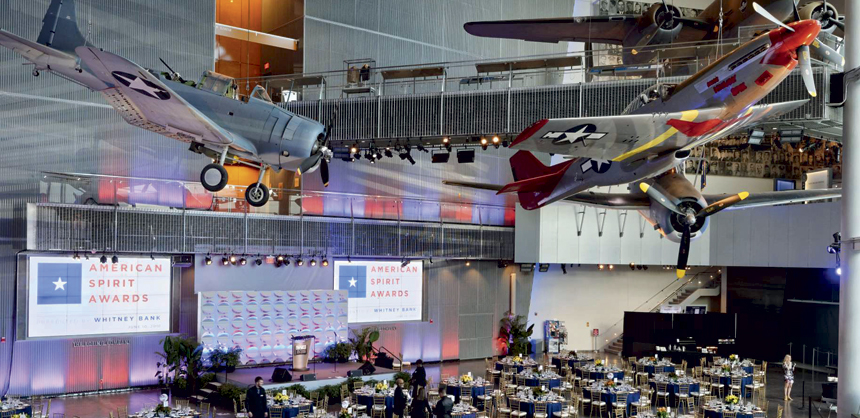 The U.S. Freedom Pavillion: The Boeing Center at the National WWII Museum in New Orleans accommodates 650 attendees for a seated dinner or 1,000 for reception style events.