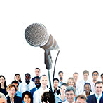 Business Presentation Speech Microphone Group Crowd