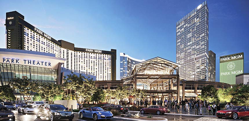 The bright lights of Park MGM in Las Vegas (left) draw big crowds. Credit: MGM Resorts International