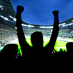 Football, soccer fans support their team and celebrate