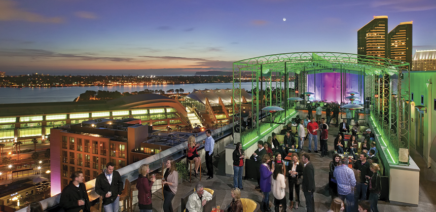 Twenty-two stories up, City Sights at Altitude Sky Lounge is a rooftop indoor/ outdoor venue that overlooks San Diego.