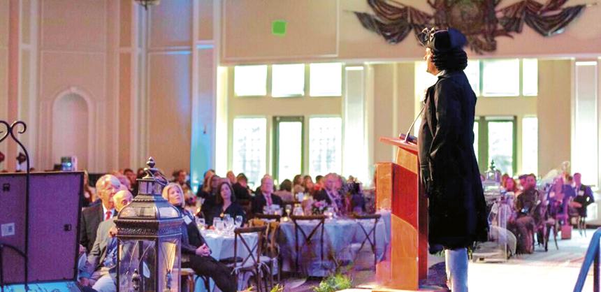 Colonial Williamsburg brings history to life. Pictured: “Patrick Henry” speaks in the Virginia Ballroom at the Williamsburg Lodge.