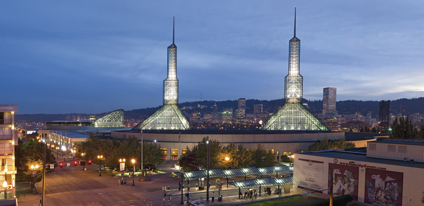The Oregon Convention Center in Portland is centrally located.